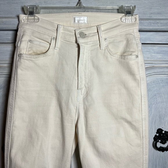 Mother Denim High‎ Waisted Rascal Ankle Fray Eggnog Jeans Stretch Classic - Picture 8 of 13